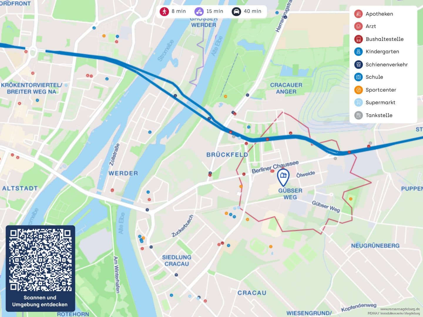 Lageplan Magdeburg Brückfeld mit Umgebung